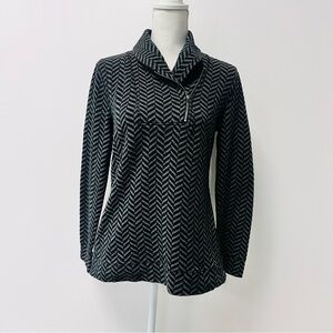 Women’s Croft & Barrows Long Sleeve Cowl Neck Chevron Black & Gray Blouse Small
